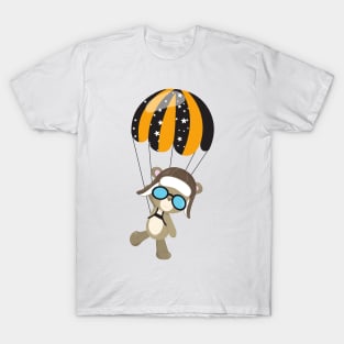 Aviator Bear, Pilot Bear, Cute Bear, Parachute T-Shirt